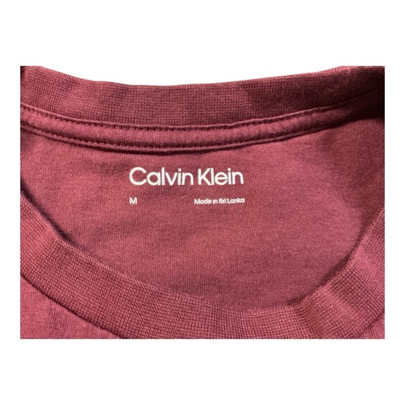 Calvin Klein burgundy Short Sleeve Tee with Signature Logo - Picture 2 of 3